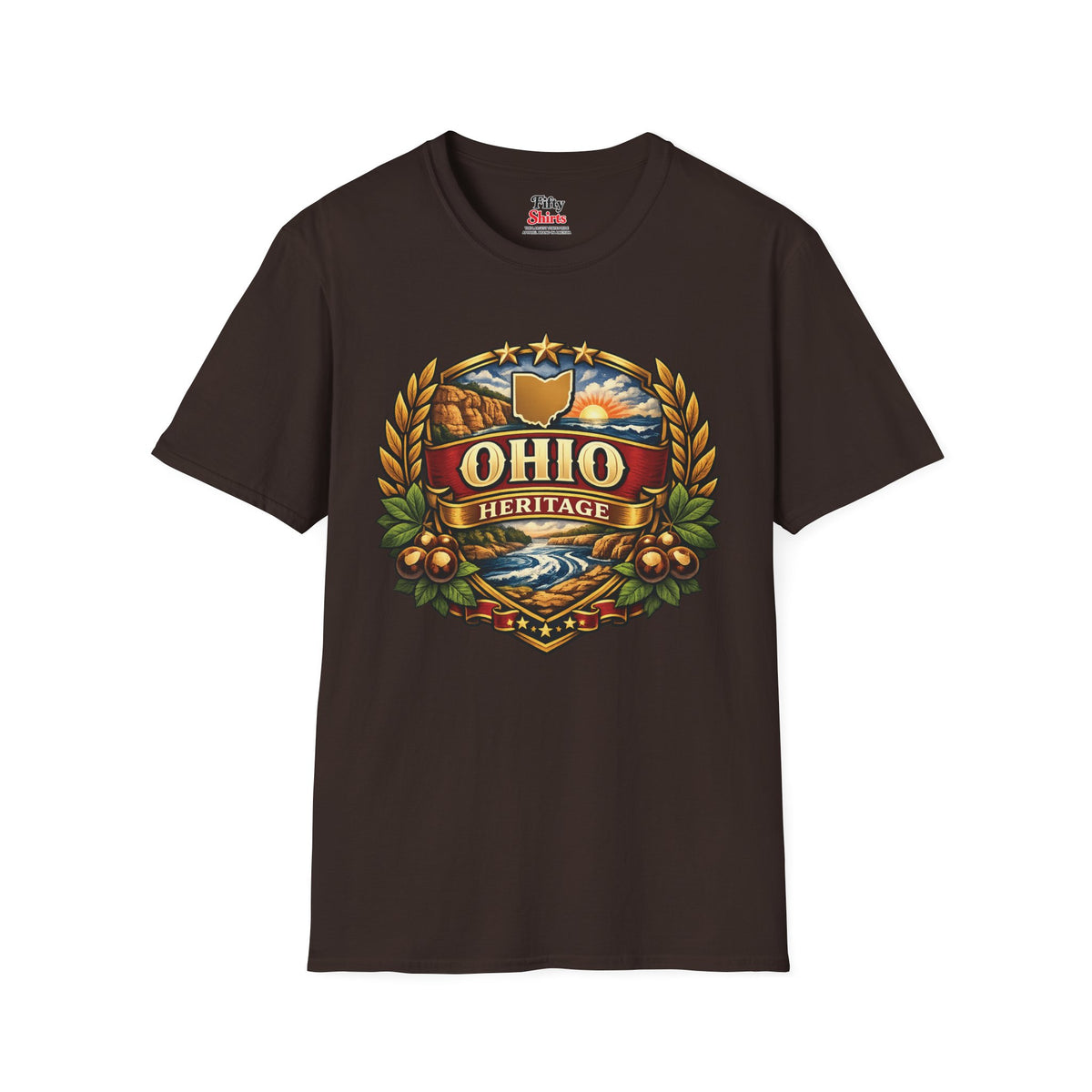 Ohio Heritage Badge Unisex Softstyle T Shirt State Pride Graphic Tee Collections FS03