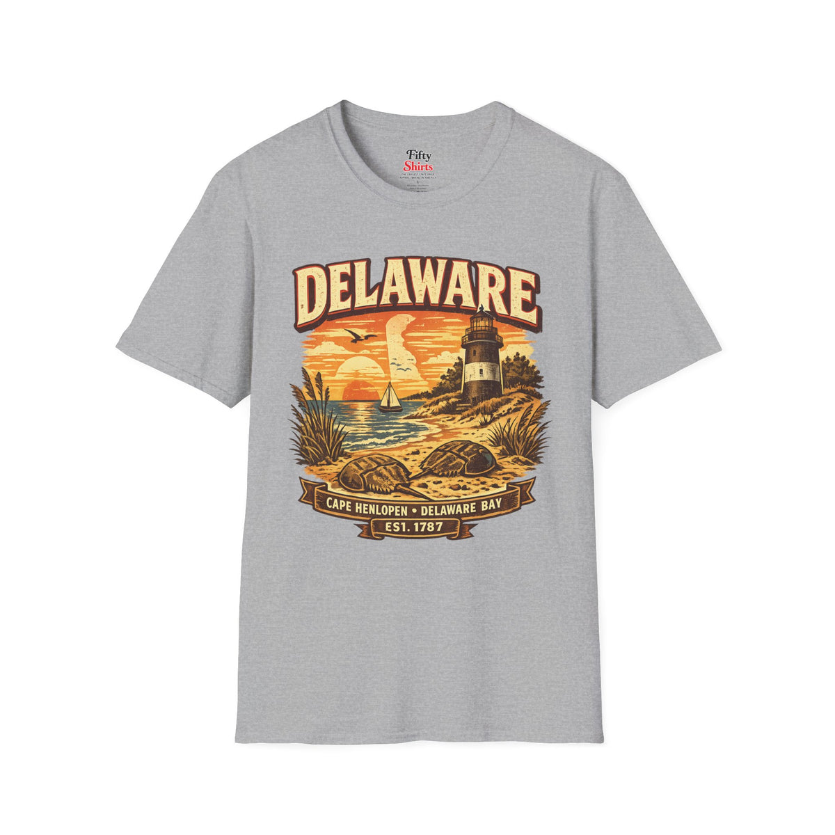 Vintage Delaware Heritage Unisex Softstyle T Shirt State Pride Graphic Tee Collections FS03