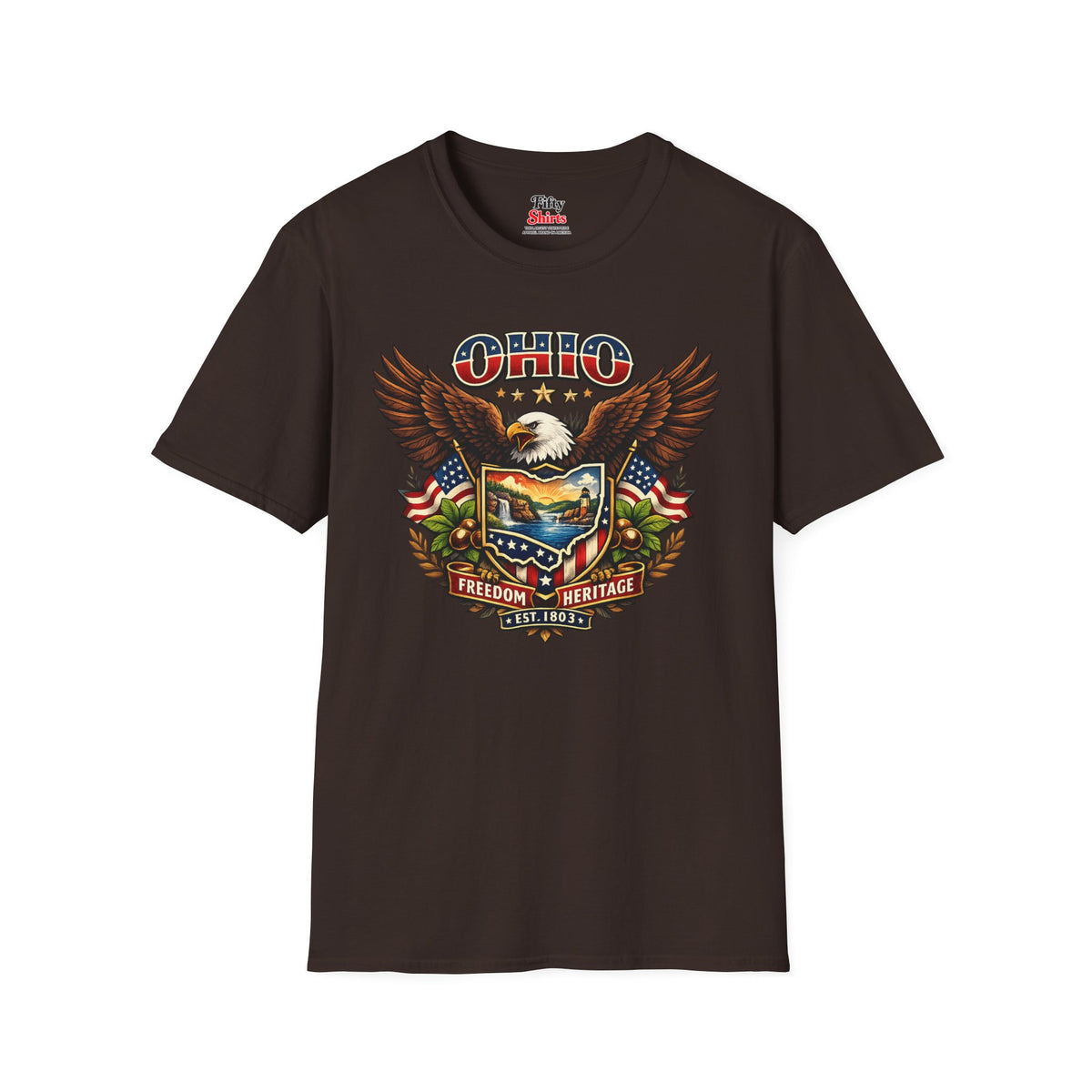 Ohio Americana Eagle Unisex Softstyle T Shirt State Pride Graphic Tee Collections FS03
