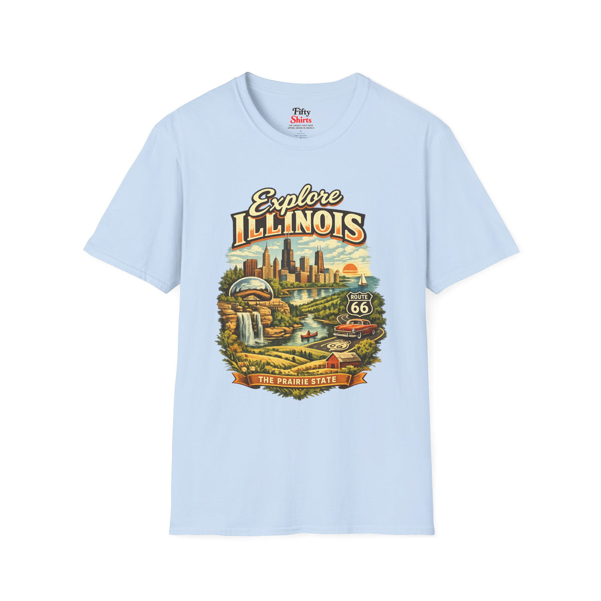 Explore Illinois Unisex Softstyle T Shirt State Pride Graphic Tee Collections FS03