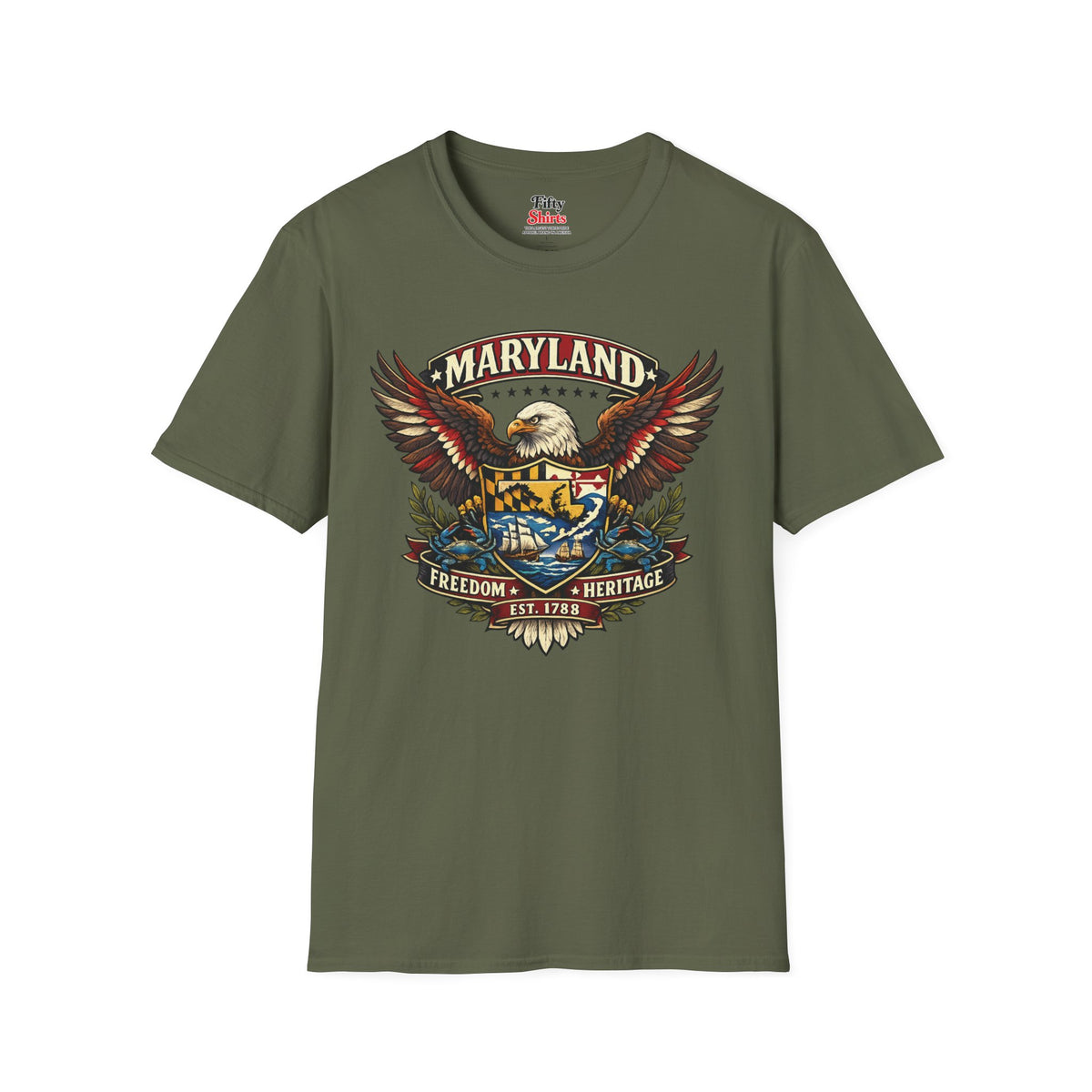 Maryland Americana Eagle Unisex Softstyle T Shirt State Pride Graphic Tee Collections FS03
