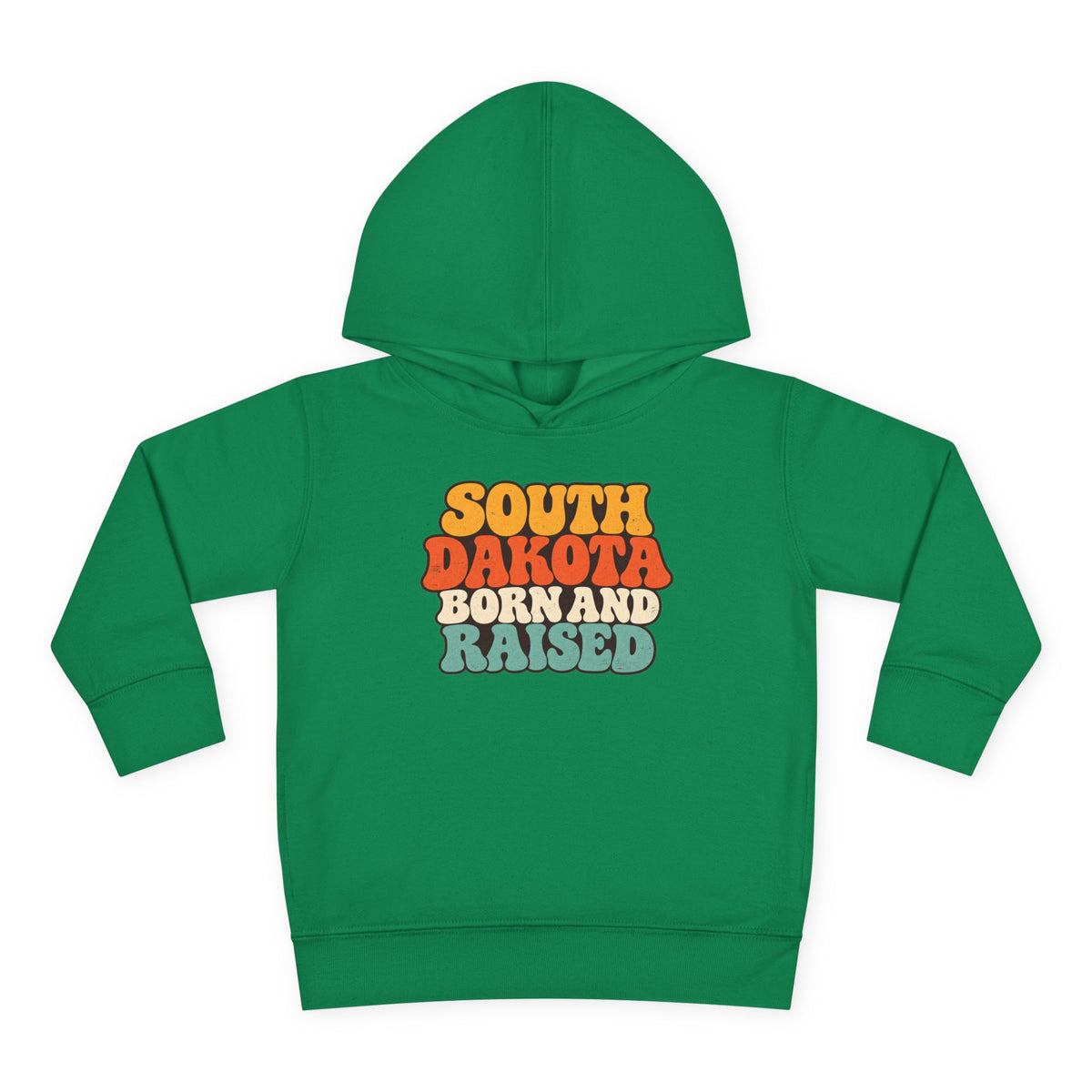 South Dakota Born and Raised Retro 1970s Unisex Toddler Pullover Fleece Hoodie