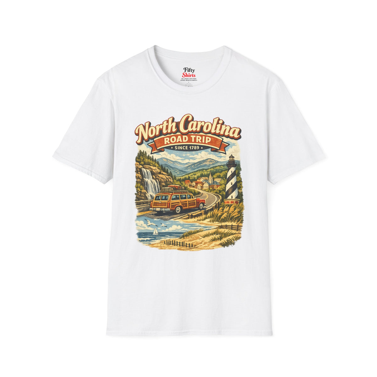 North Carolina Road Trip Unisex Softstyle T Shirt State Pride Graphic Tee Collections FS03