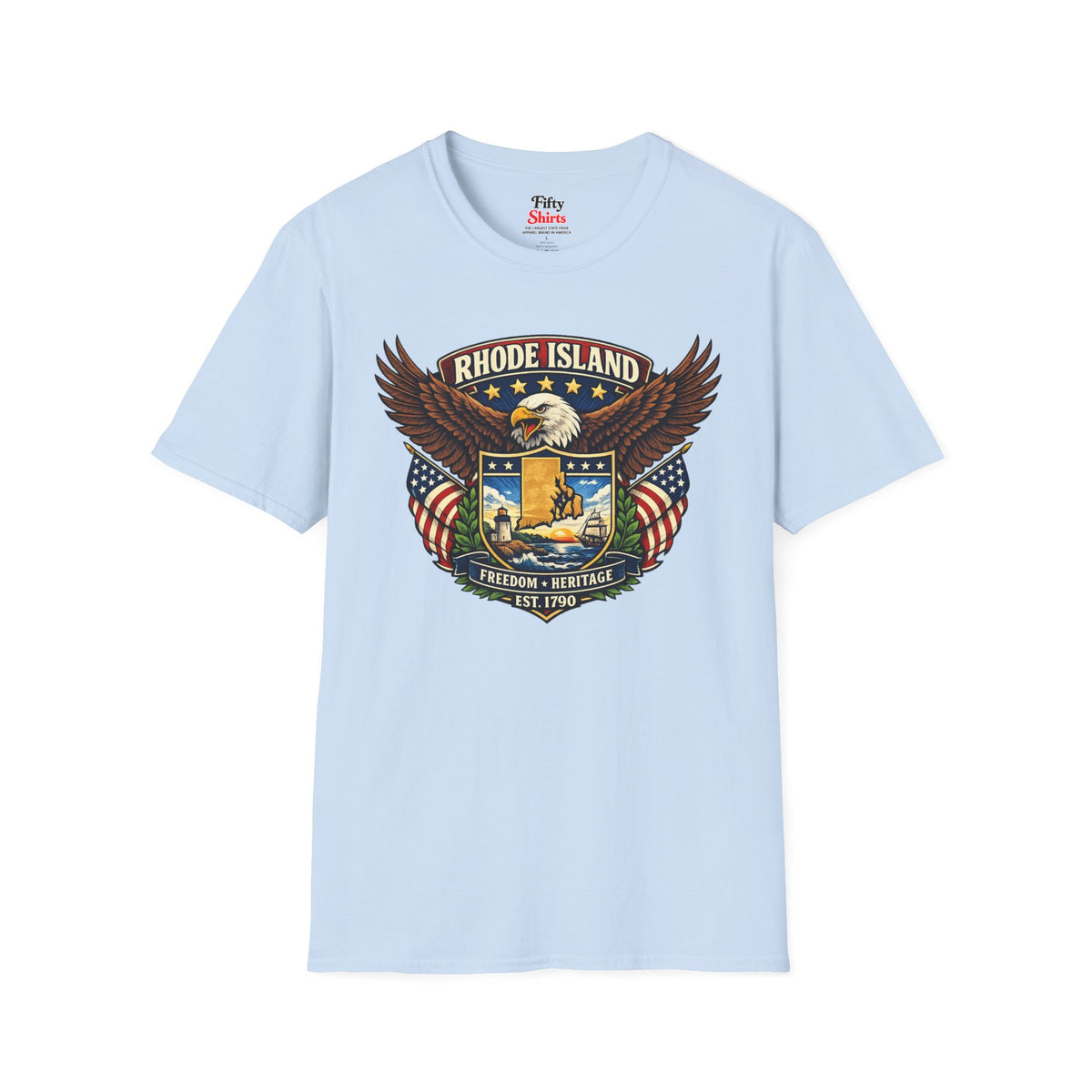 Rhode Island Americana Eagle Unisex Softstyle T Shirt State Pride Graphic Tee Collections FS03