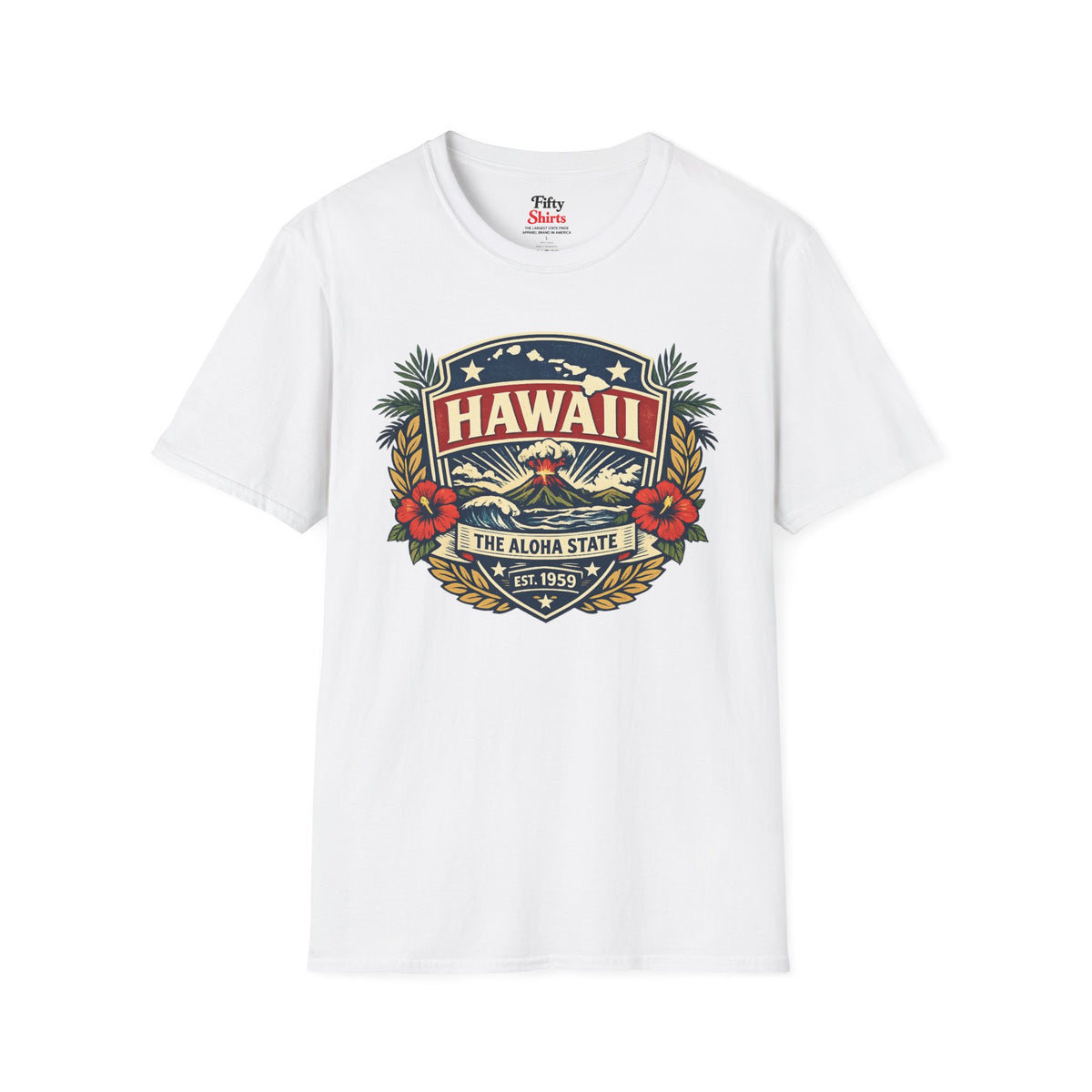 Hawaii Heritage Badge Unisex Softstyle T Shirt State Pride Graphic Tee Collections FS03