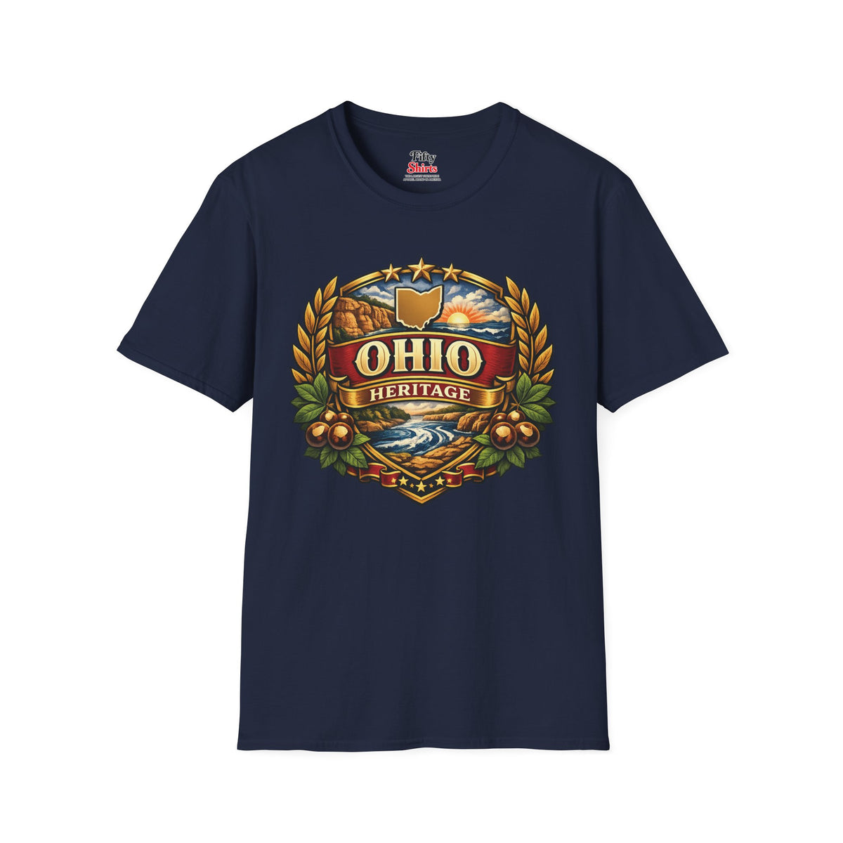 Ohio Heritage Badge Unisex Softstyle T Shirt State Pride Graphic Tee Collections FS03