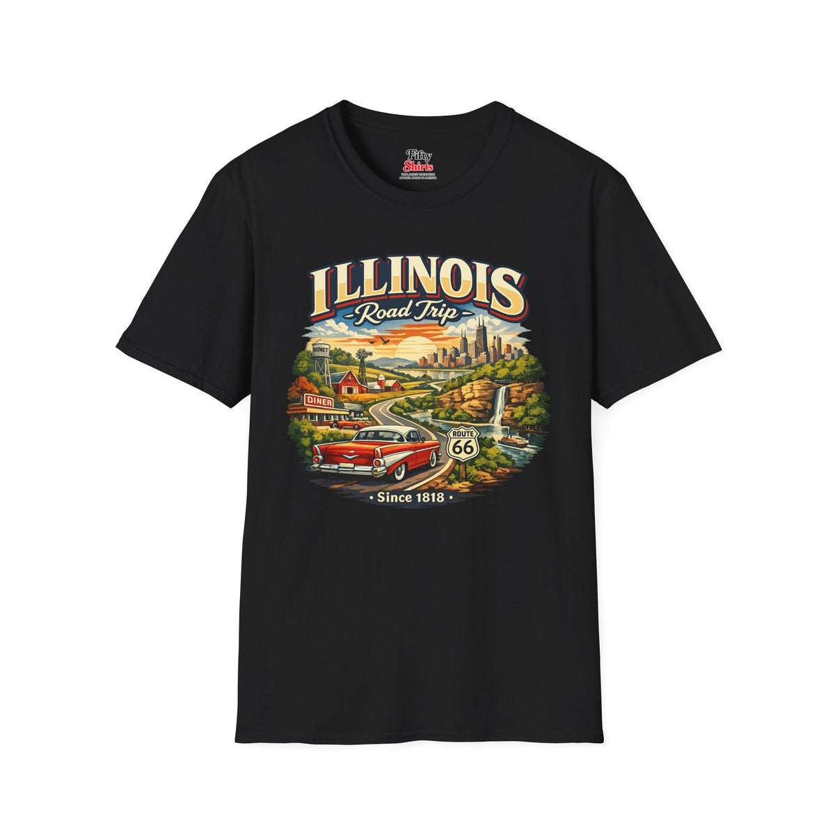 Illinois Road Trip Unisex Softstyle T Shirt State Pride Graphic Tee Collections FS03