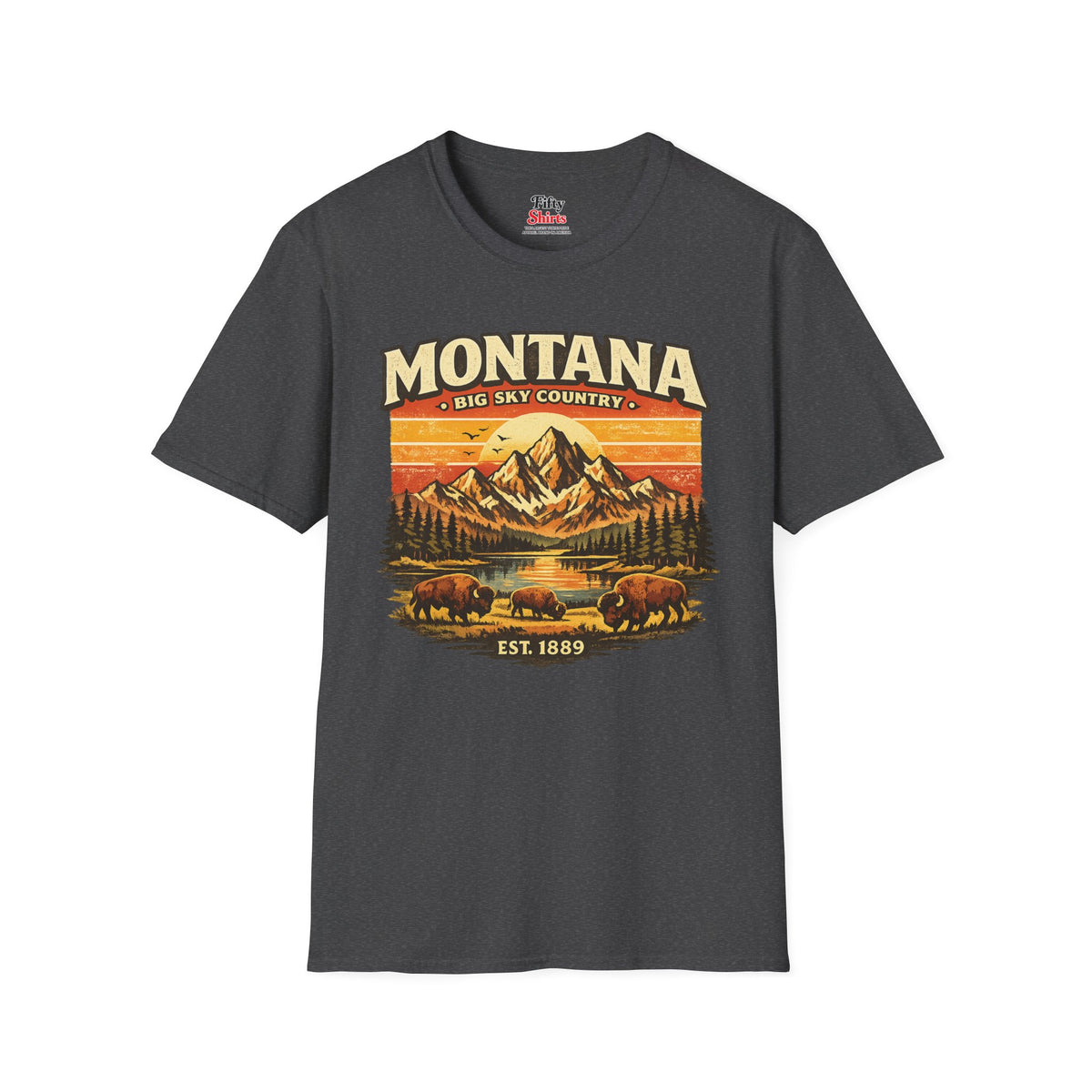 Montana Mountain Sunset Unisex Softstyle T Shirt State Pride Graphic Tee Collections FS03