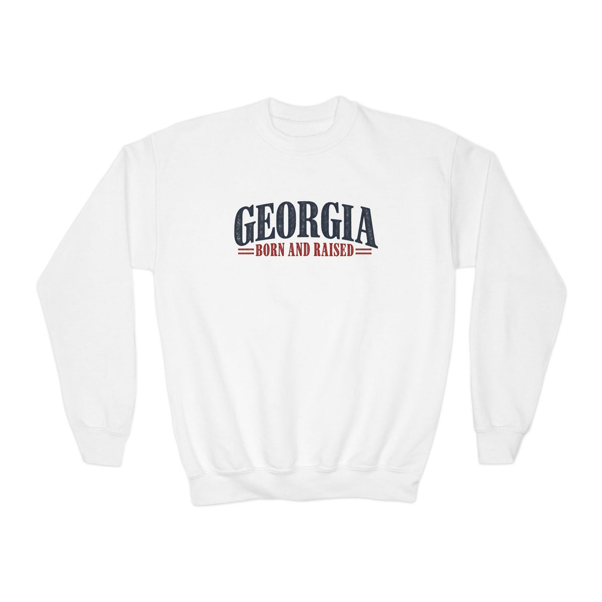 Georgia Born and Raised Premium Heritage Unisex Youth Crewneck Sweatshirt