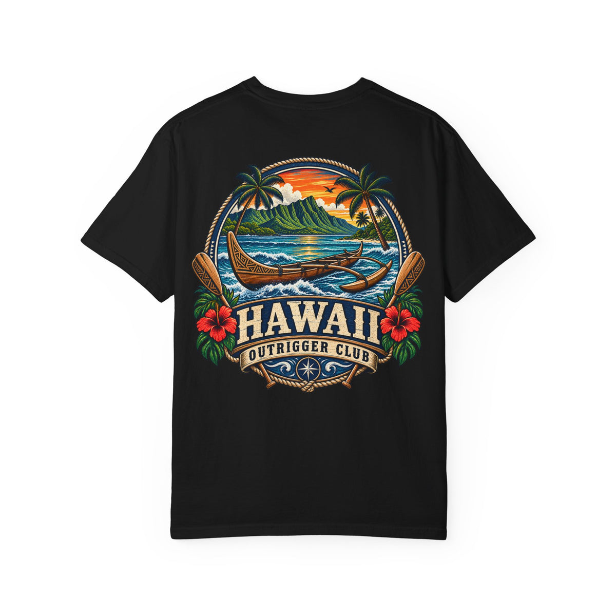 Hawaii Outrigger Club Unisex Comfort Color 1717 Streetwear Graphic Tee