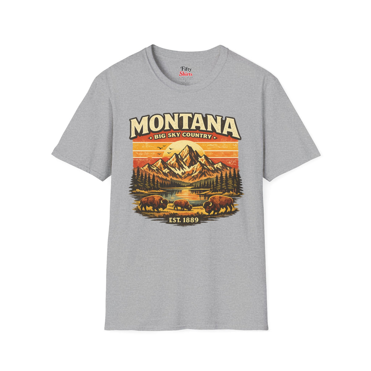 Montana Mountain Sunset Unisex Softstyle T Shirt State Pride Graphic Tee Collections FS03