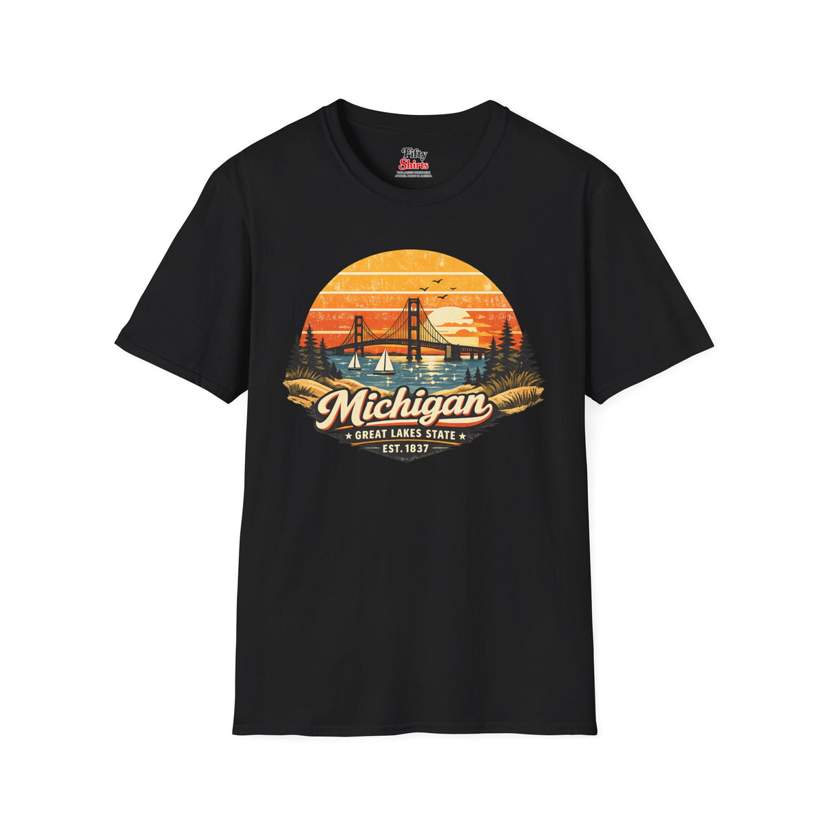 Michigan Lakeside Sunset Unisex Softstyle T Shirt State Pride Graphic Tee Collections FS03