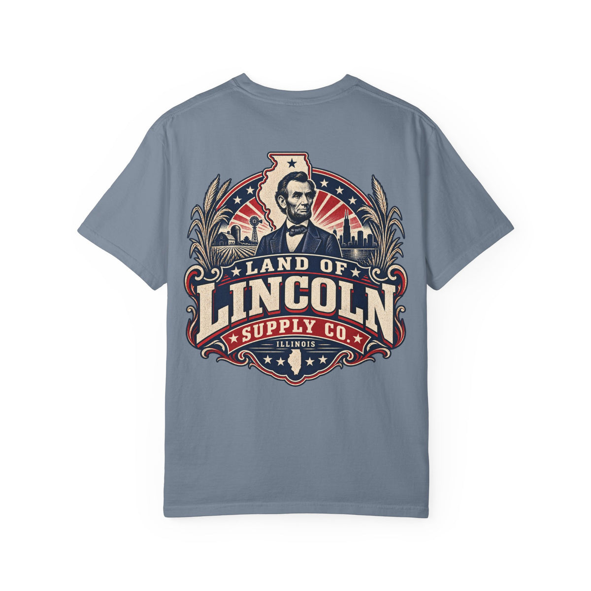 Illinois Land of Lincoln Suppy Co. Unisex Comfort Color 1717 Streetwear Graphic Tee