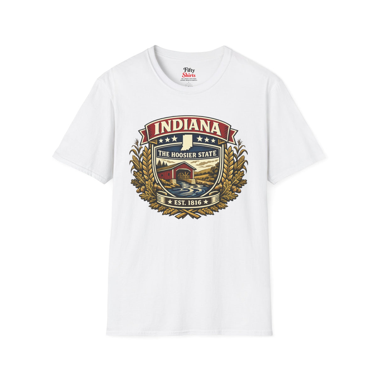 Indiana Heritage Badge Unisex Softstyle T Shirt State Pride Graphic Tee Collections FS03