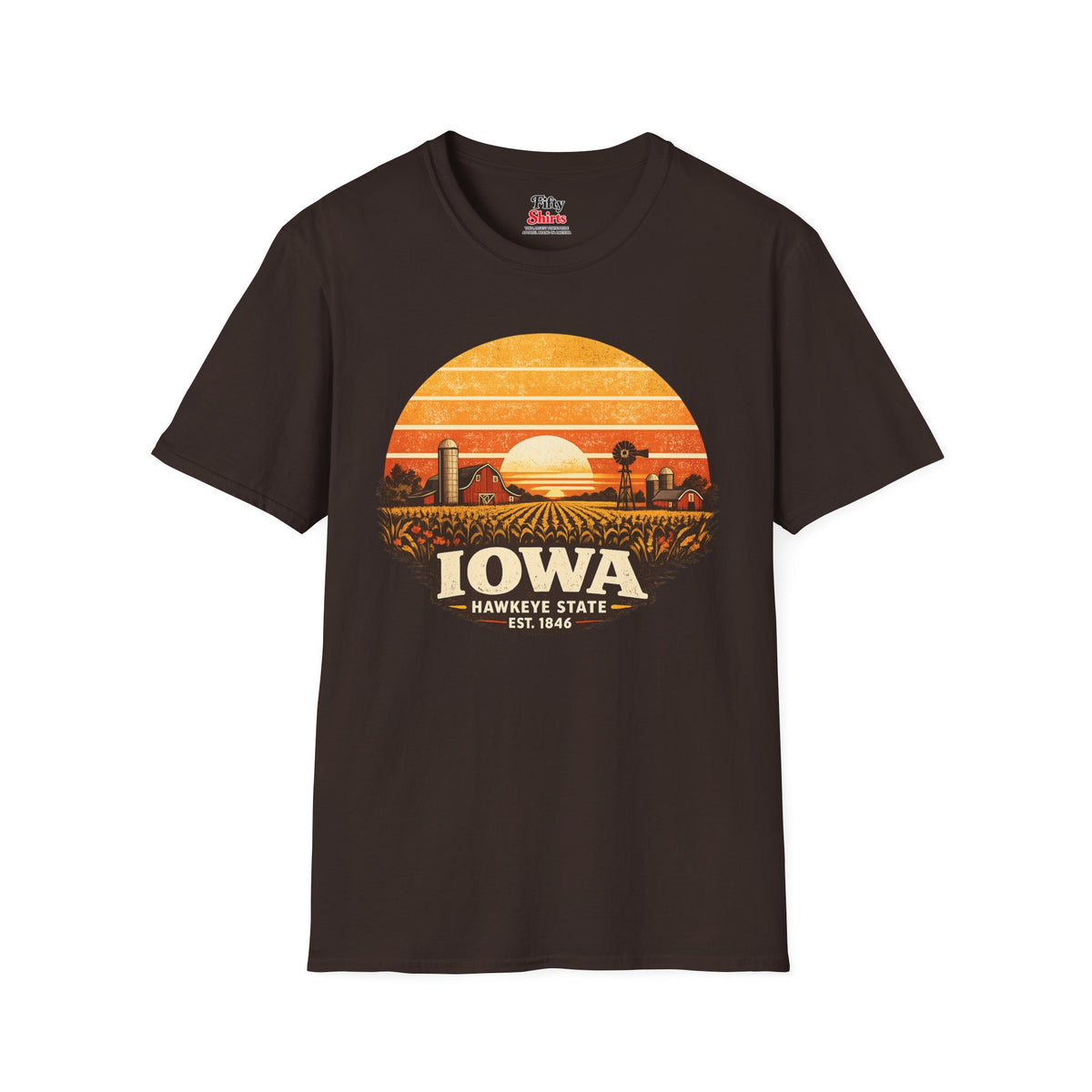 Iowa Prairie Sunset Unisex Softstyle T Shirt State Pride Graphic Tee Collections FS03