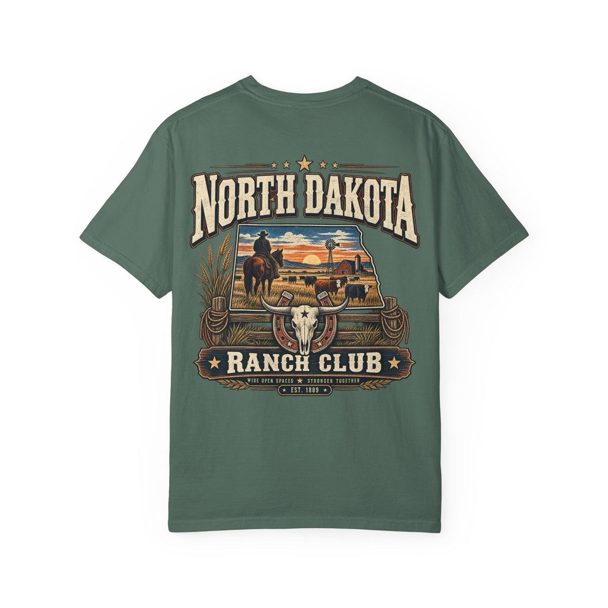North Dakota Ranch Club Unisex Comfort Color 1717 Streetwear Graphic Tee