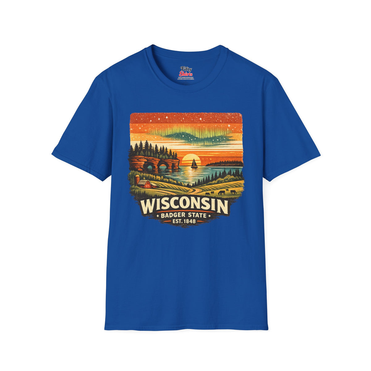 Wisconsin Lakeside Sunset Unisex Softstyle T Shirt State Pride Graphic Tee Collections FS03