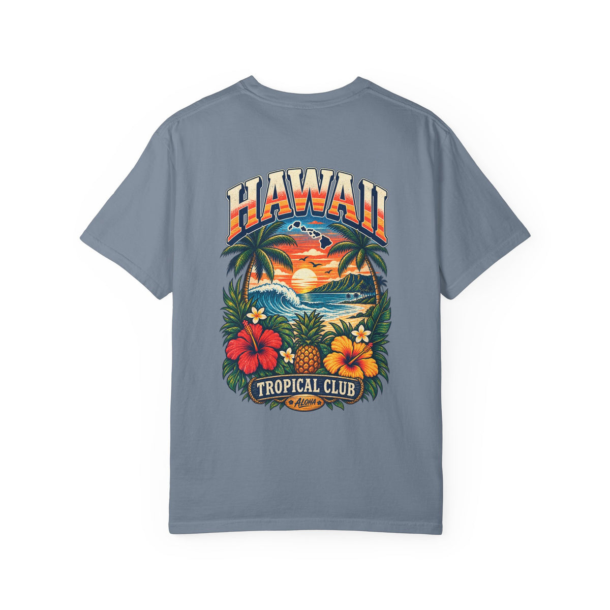 Hawaii Tropical Club Unisex Comfort Color 1717 Streetwear Graphic Tee