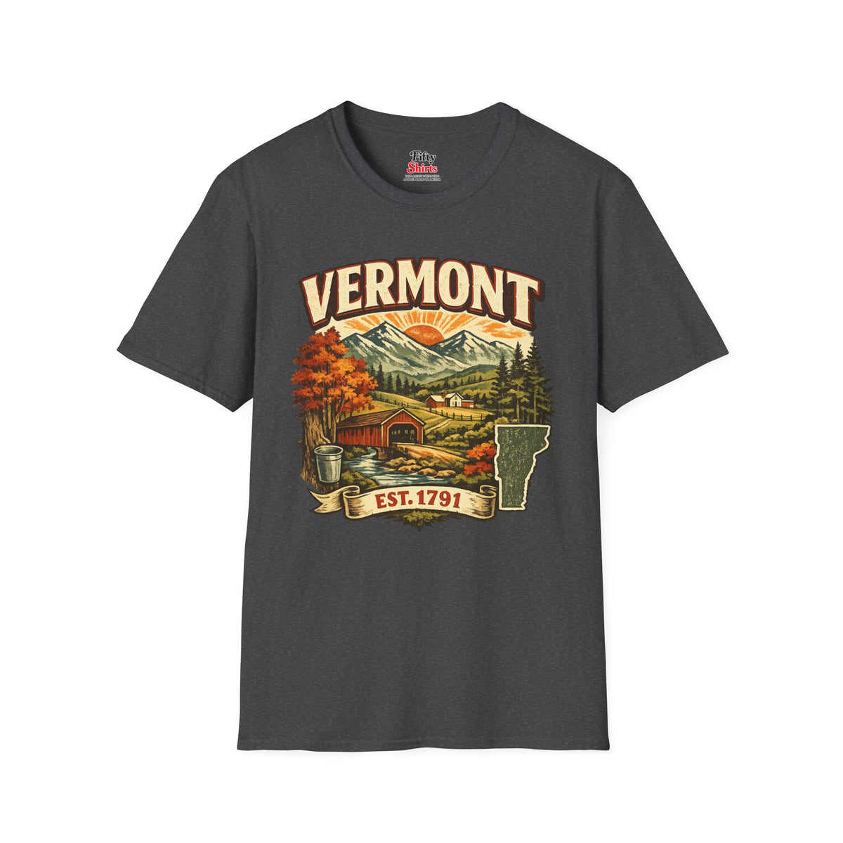 Vintage Vermont Heritage Unisex Softstyle T Shirt State Pride Graphic Tee Collections FS03