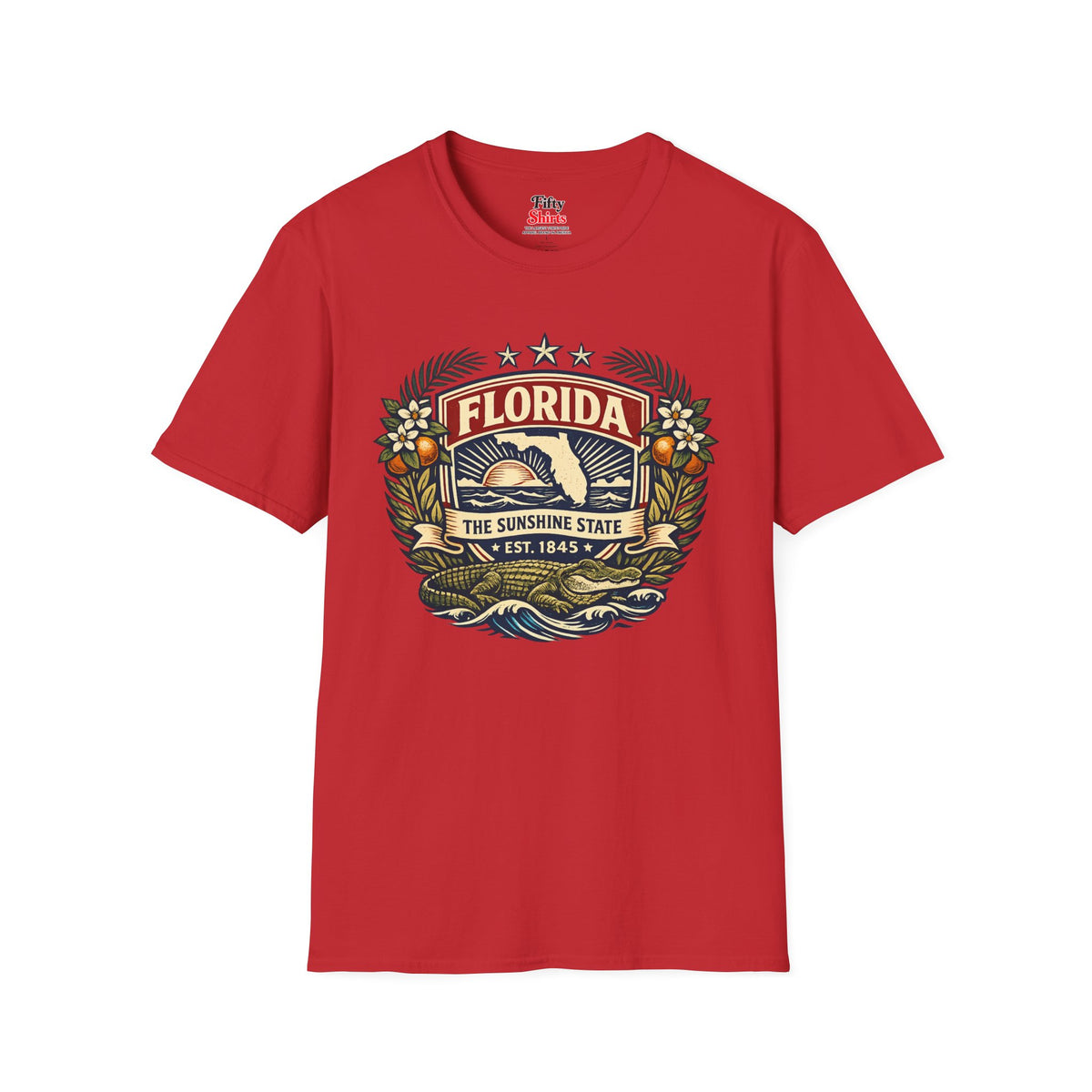 Florida Heritage Badge Unisex Softstyle T Shirt State Pride Graphic Tee Collections FS03
