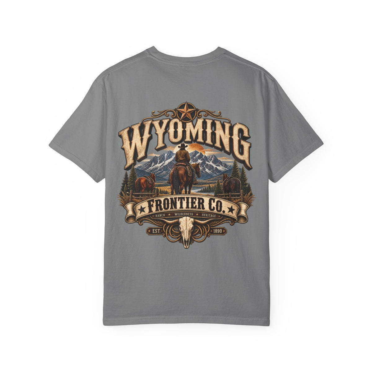 Wyoming Frontier Co. Unisex Comfort Color 1717 Streetwear Graphic Tee