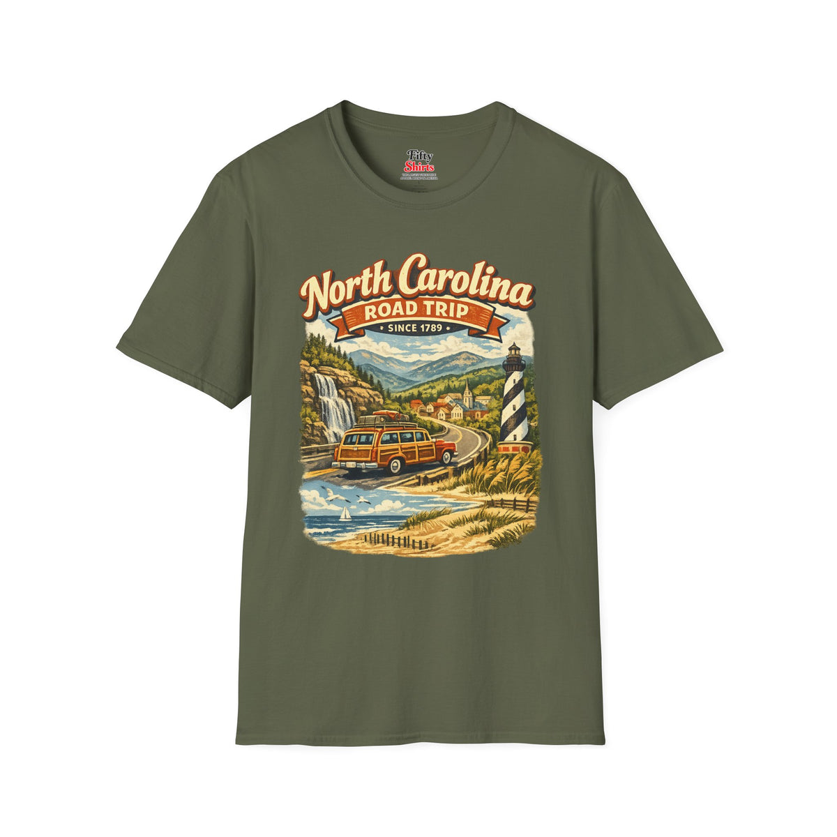 North Carolina Road Trip Unisex Softstyle T Shirt State Pride Graphic Tee Collections FS03