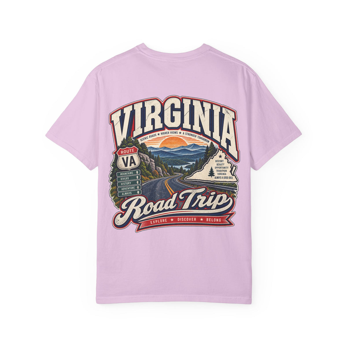 Virginia Road Trip Unisex Comfort Color 1717 Streetwear Graphic Tee