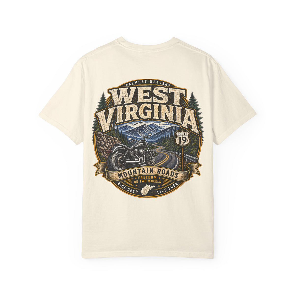 West Virginia Motorcycle Roads Unisex Comfort Color 1717 Streetwear Graphic Tee