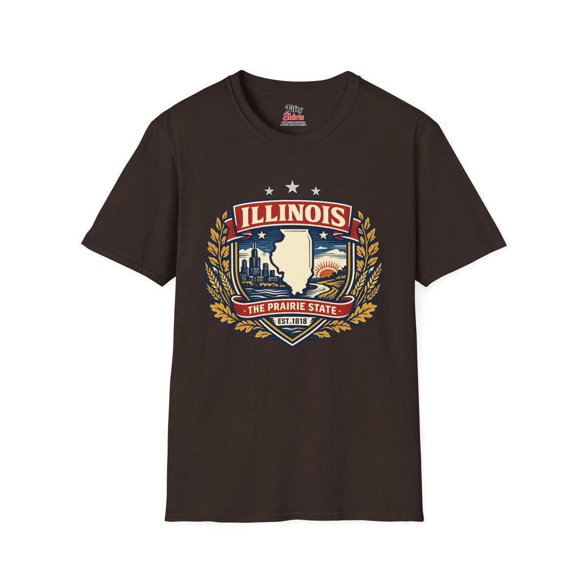 Illinois Heritage Badge Unisex Softstyle T Shirt State Pride Graphic Tee Collections FS03