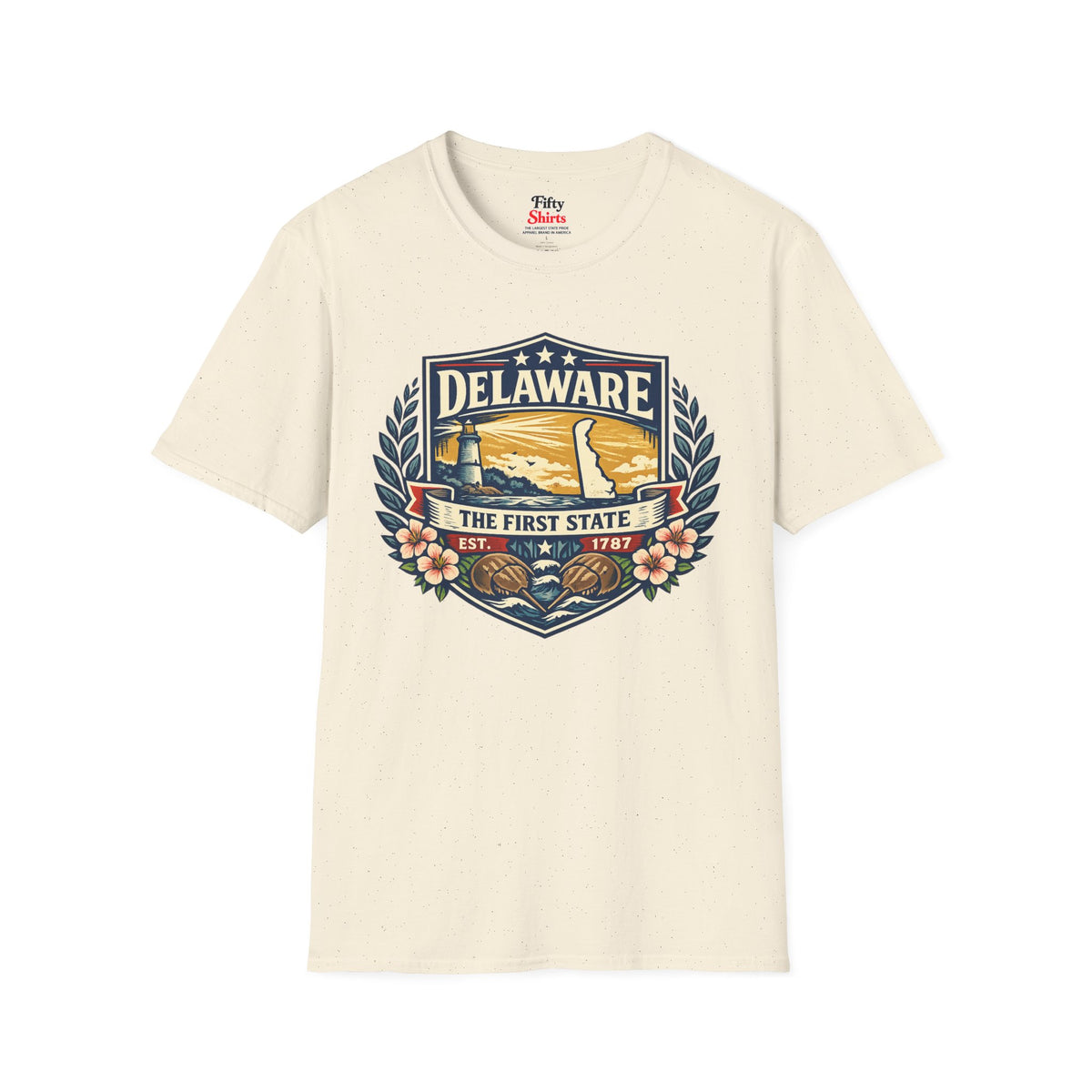 Delaware Heritage Badge Unisex Softstyle T Shirt State Pride Graphic Tee Collections FS03