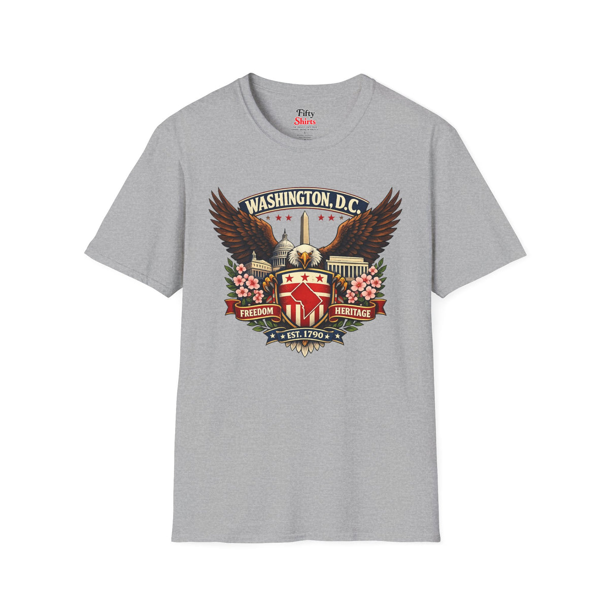Washington D.C. Americana Eagle Unisex Softstyle T Shirt State Pride Graphic Tee Collections FS03