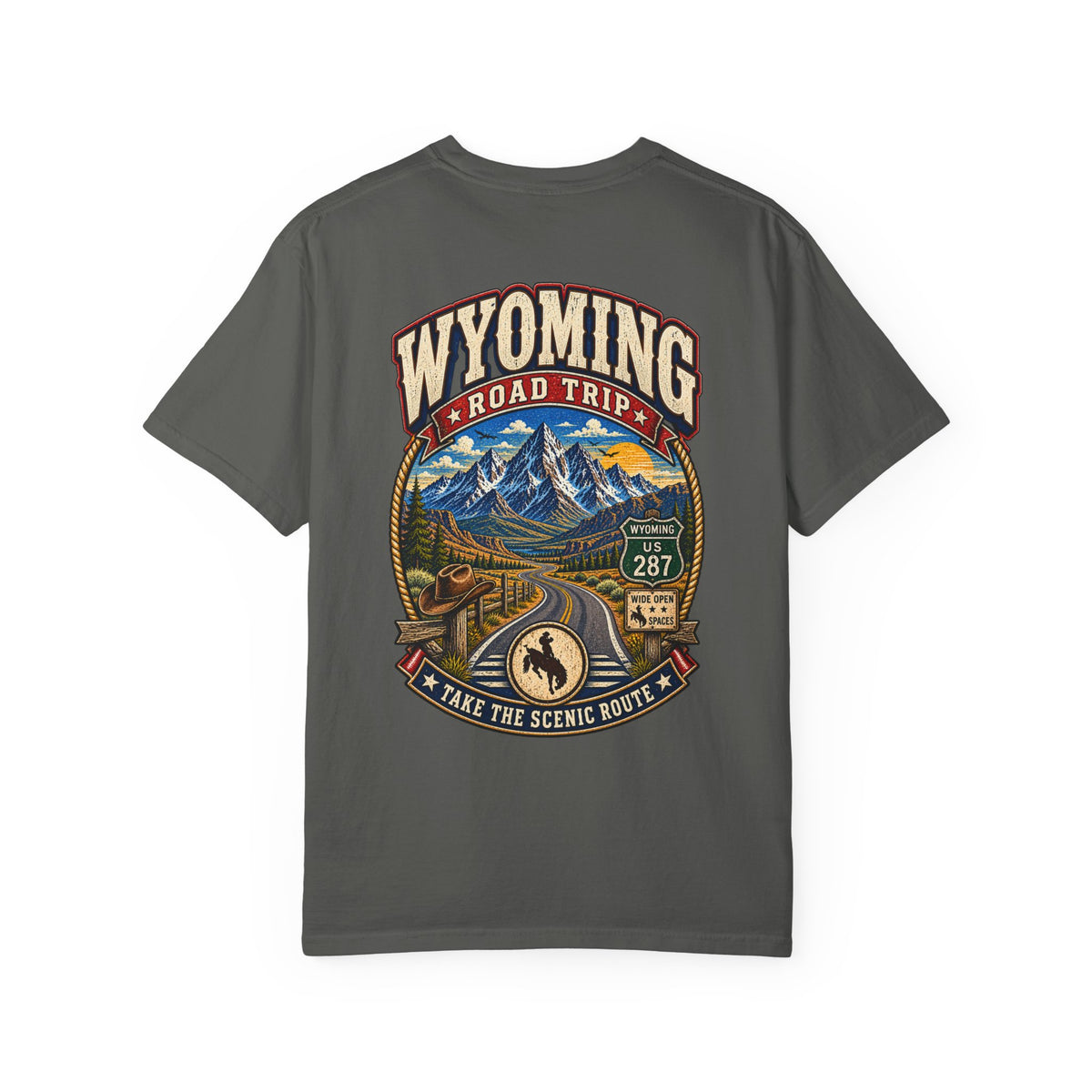 Wyoming Roadtrip Unisex Comfort Color 1717 Streetwear Graphic Tee
