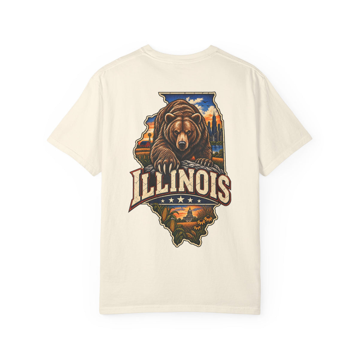 Illinois Bear Emblem Unisex Comfort Color 1717 Streetwear Graphic Tee