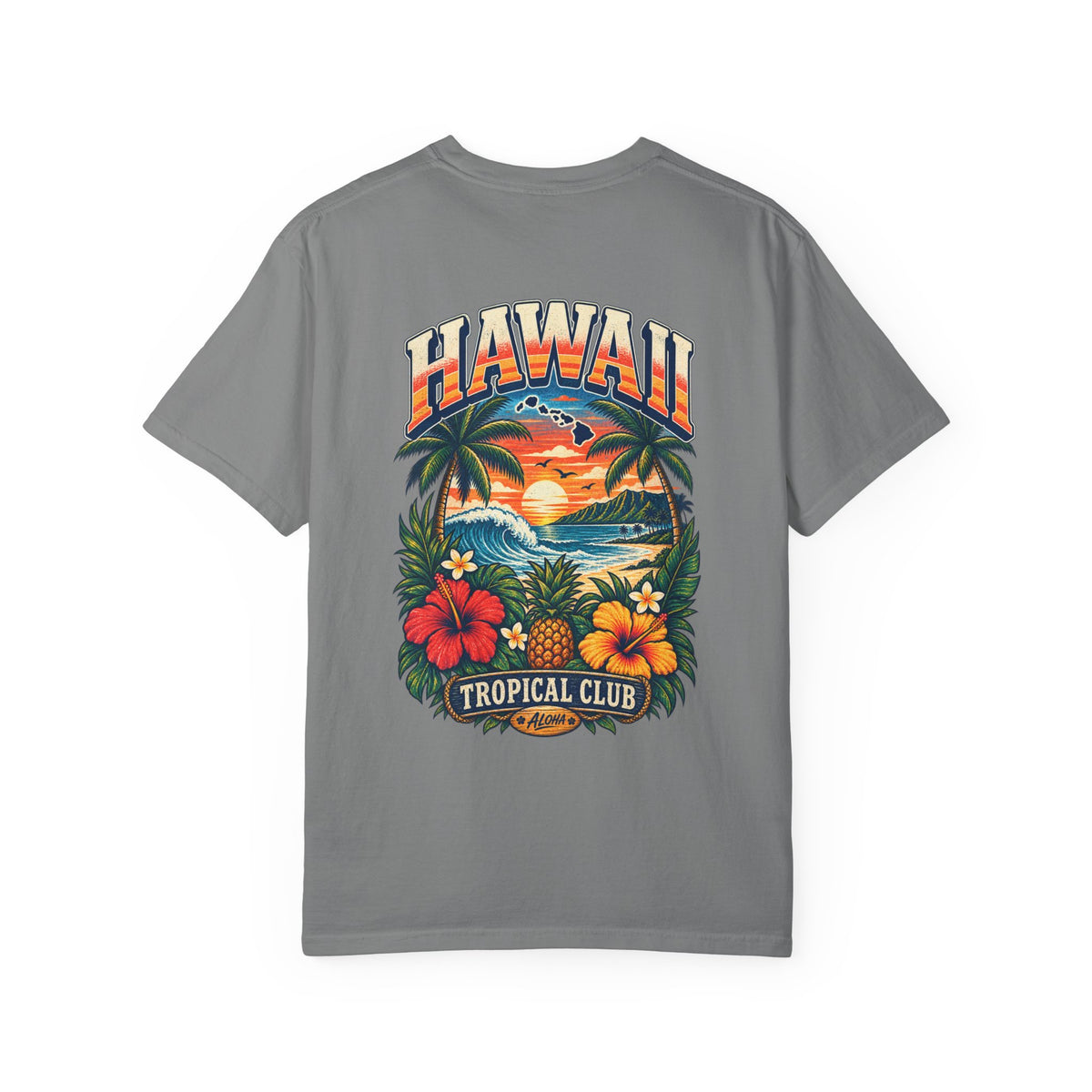 Hawaii Tropical Club Unisex Comfort Color 1717 Streetwear Graphic Tee
