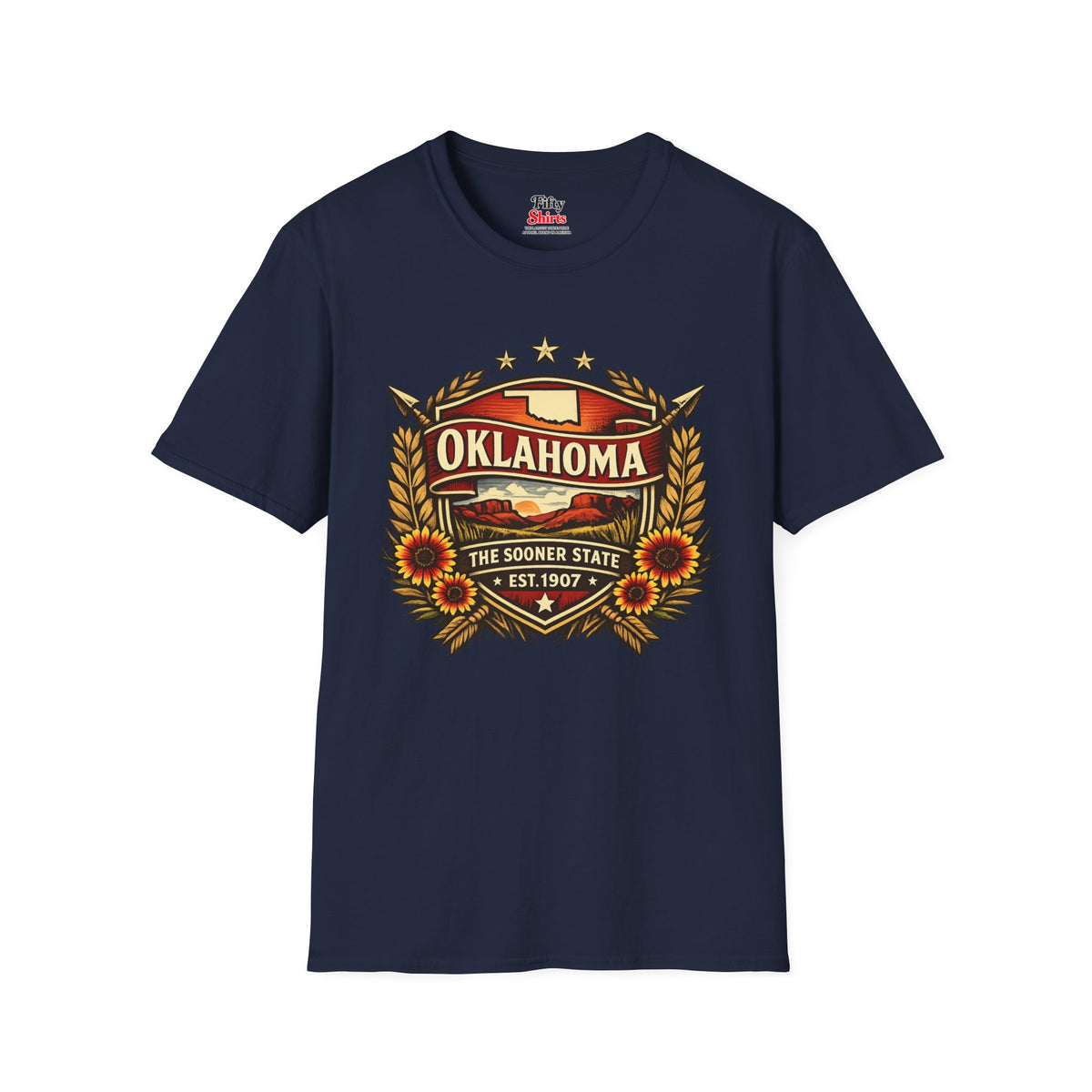 Oklahoma Heritage Badge Unisex Softstyle T Shirt State Pride Graphic Tee Collections FS03