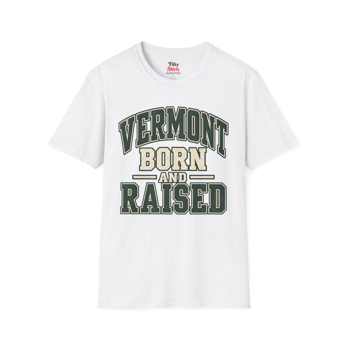 Vermont Born And Raised Unisex Softstyle T Shirt State Name Graphic Tee