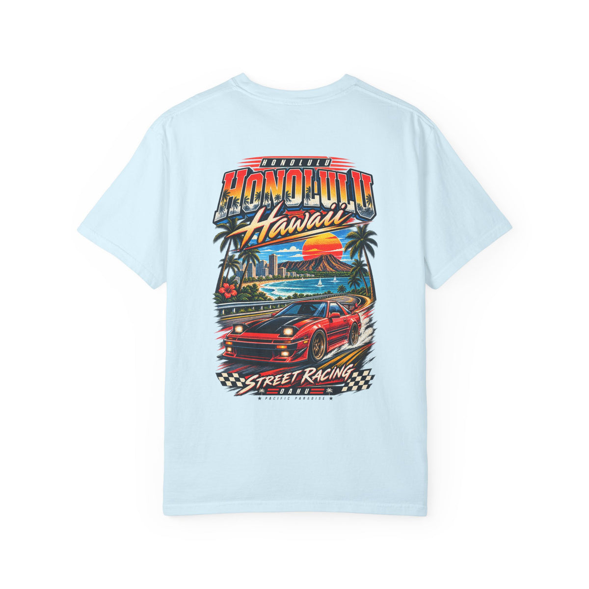 Honolulu Hawaii Street Racing Unisex Comfort Color 1717 Streetwear Graphic Tee