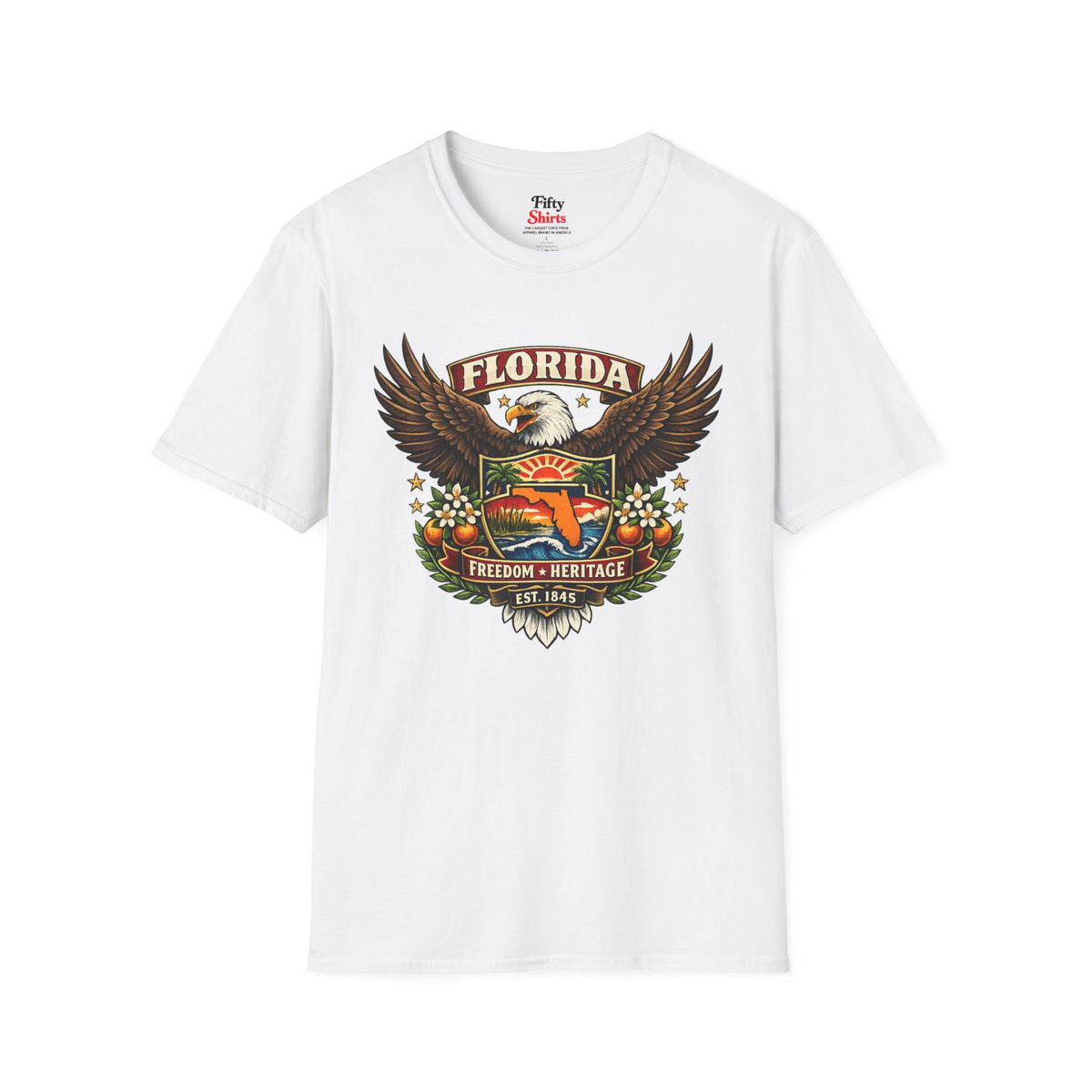 Florida Americana Eagle Unisex Softstyle T Shirt State Pride Graphic Tee Collections FS03