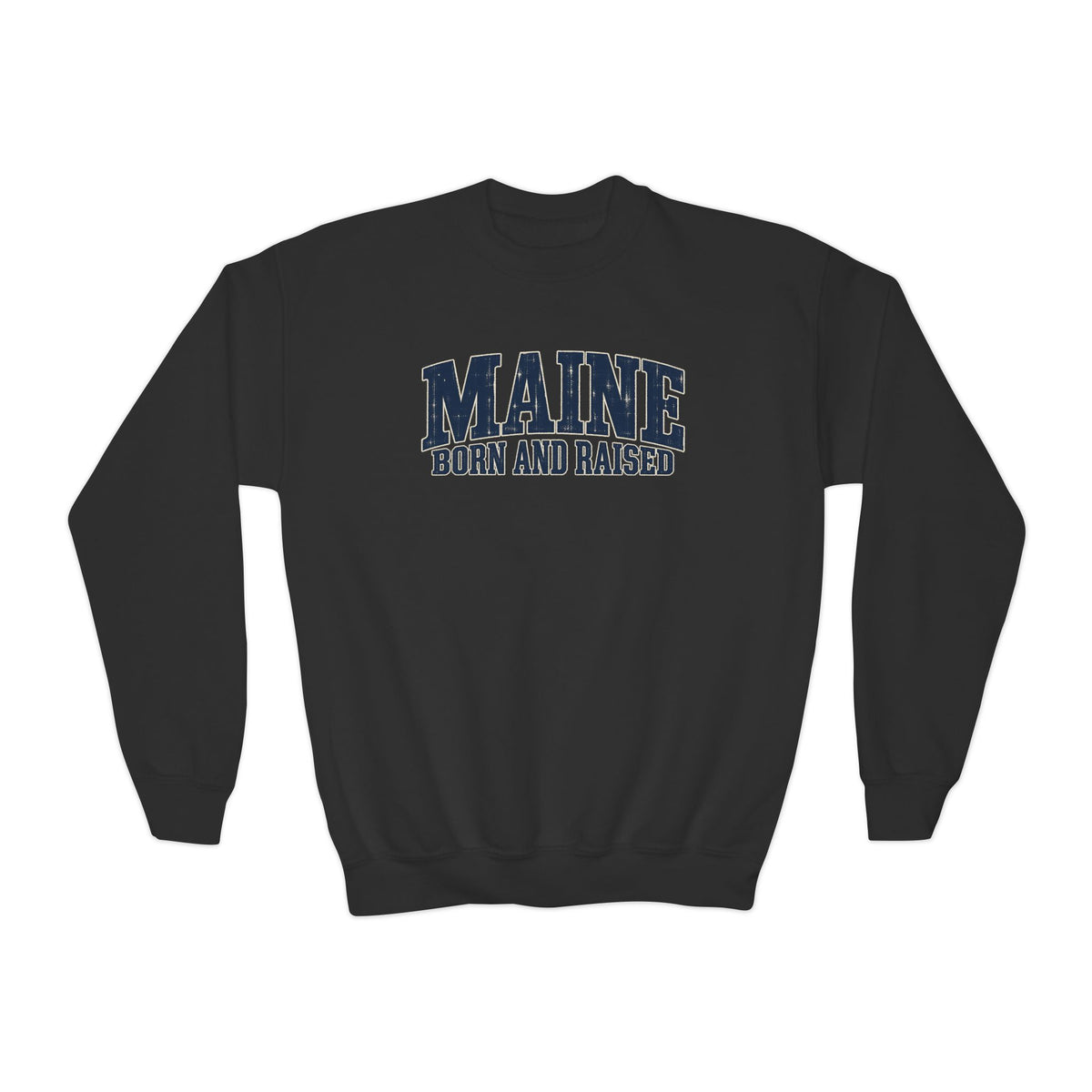 Maine Born and Raised Coastal Heritage Unisex Youth Crewneck Sweatshirt
