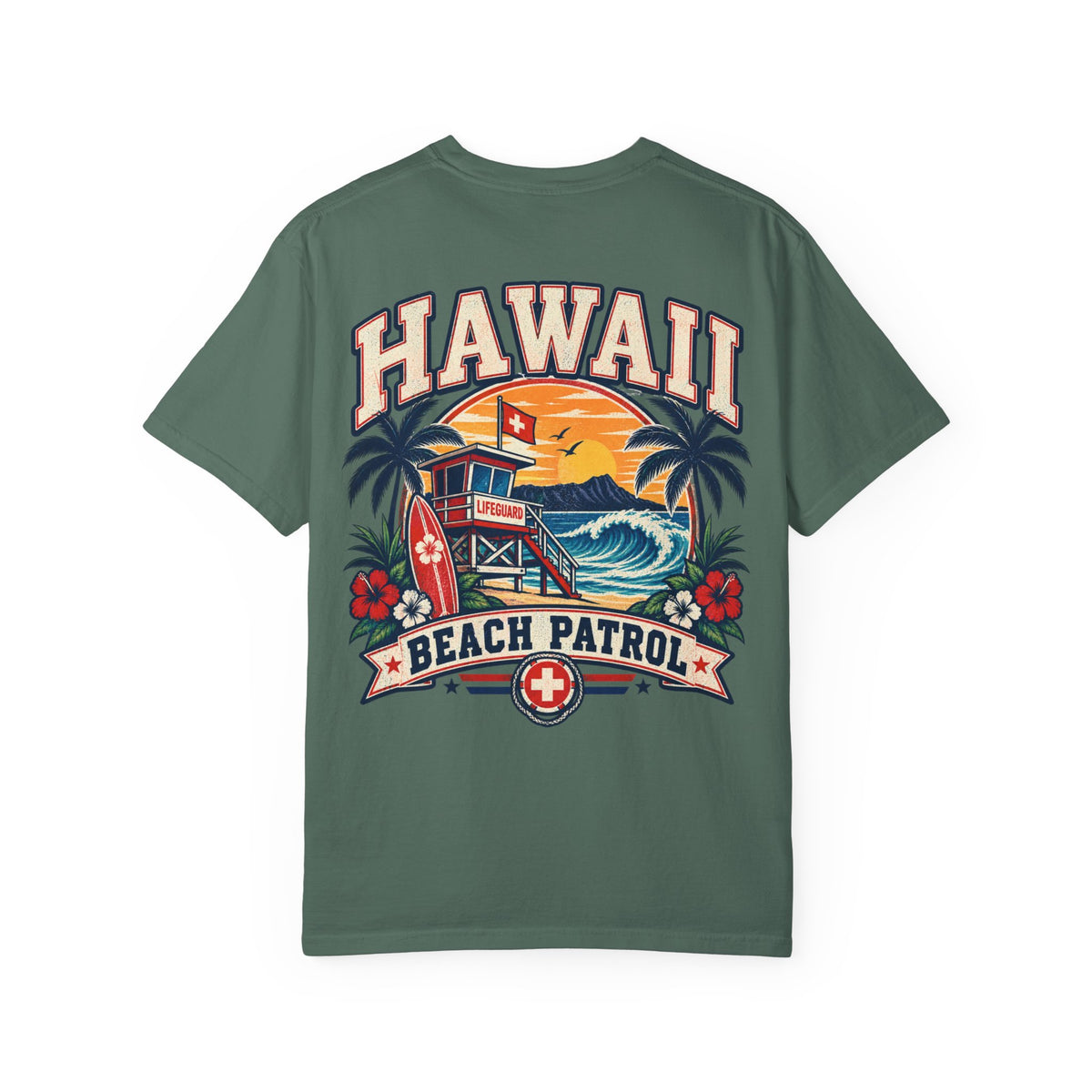 Hawaii Beach Patrol Unisex Comfort Color 1717 Streetwear Graphic Tee