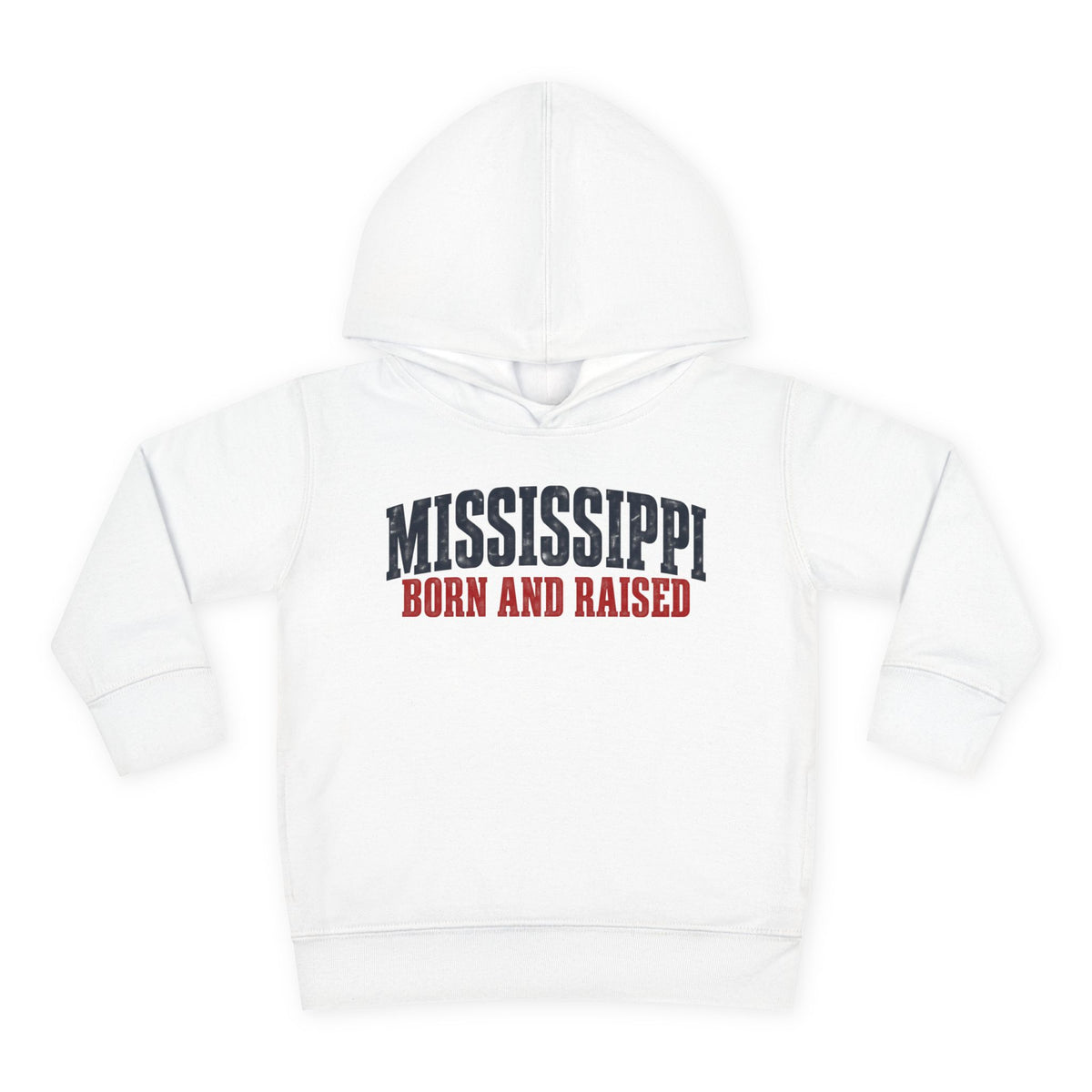 Mississippi Born and Raised Minimal Vintage Unisex Toddler Pullover Fleece Hoodie