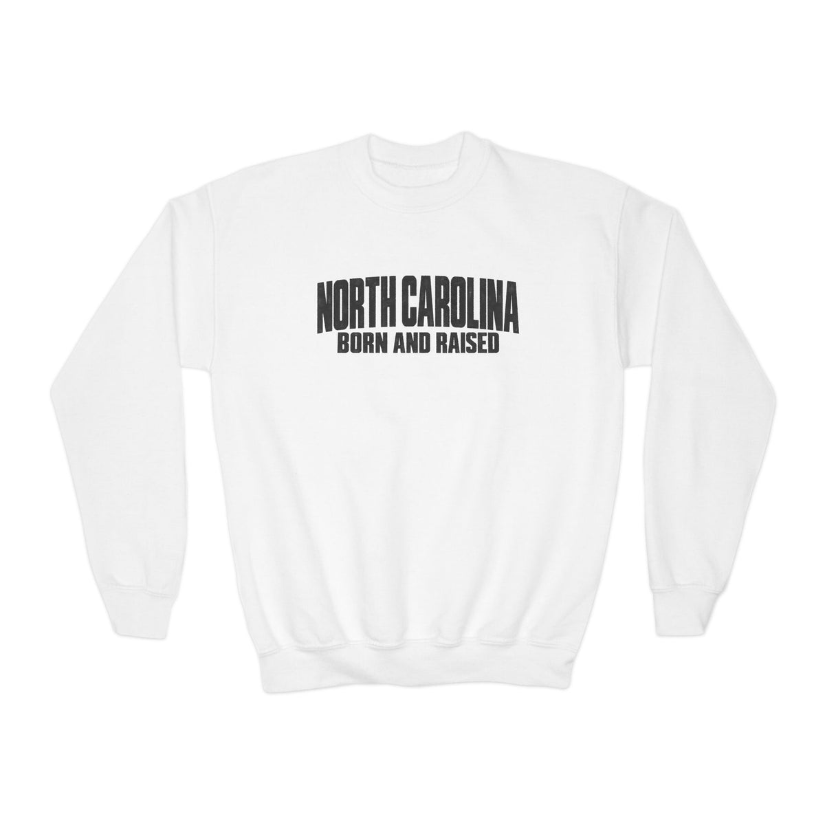 North Carolina Born and Raised Minimal Heritage Unisex Youth Crewneck Sweatshirt Graphic