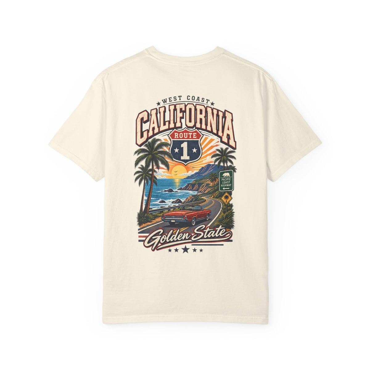 California West Coast Highway Unisex Comfort Color 1717 Streetwear Graphic Tee