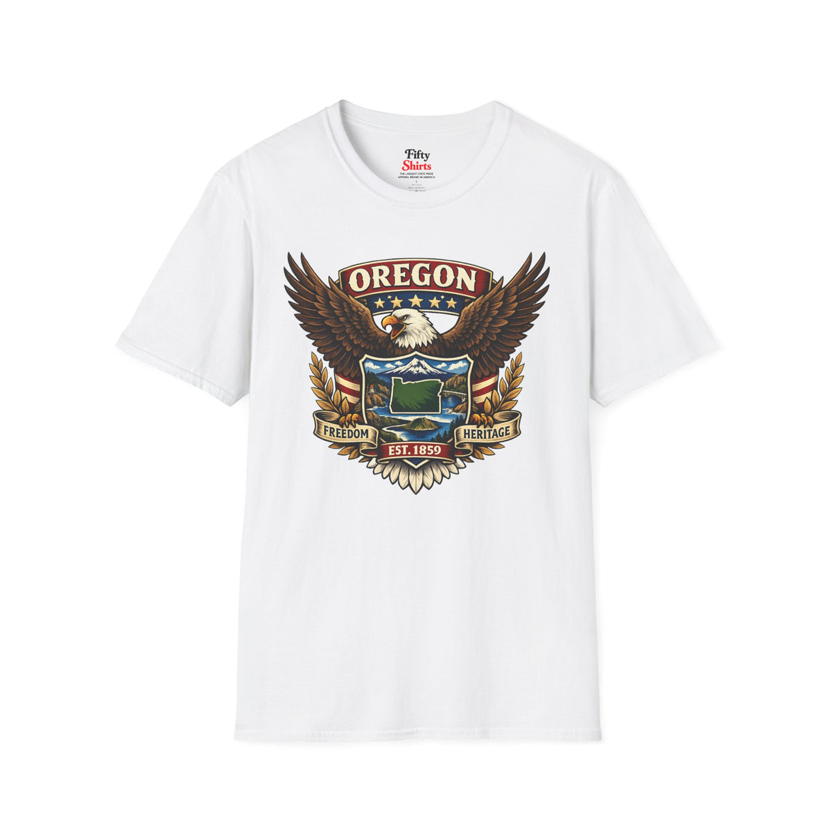 Oregon Americana Eagle Unisex Softstyle T Shirt State Pride Graphic Tee Collections FS03