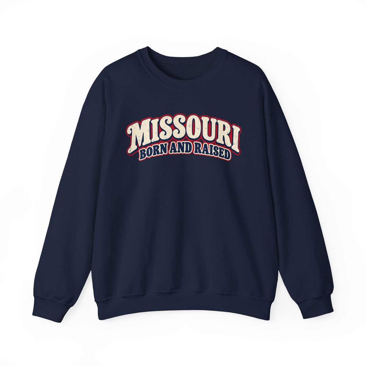 Missouri Born and Raised Retro 1970s Unisex Sweatshirt Graphic