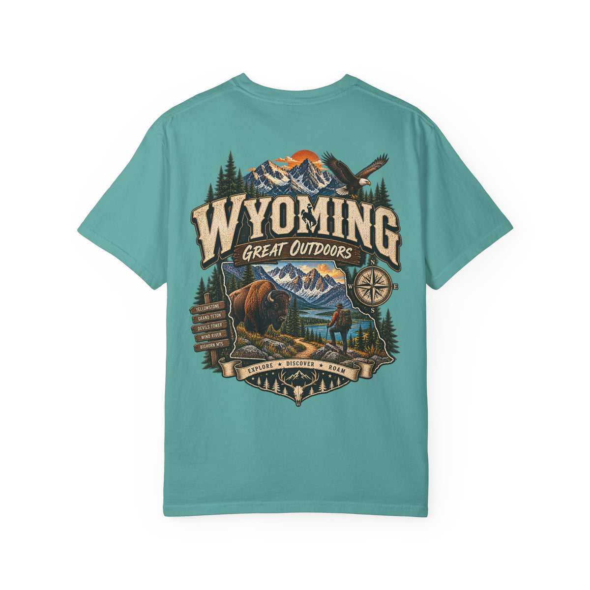 Wyoming Great Outdoors Unisex Comfort Color 1717 Streetwear Graphic Tee