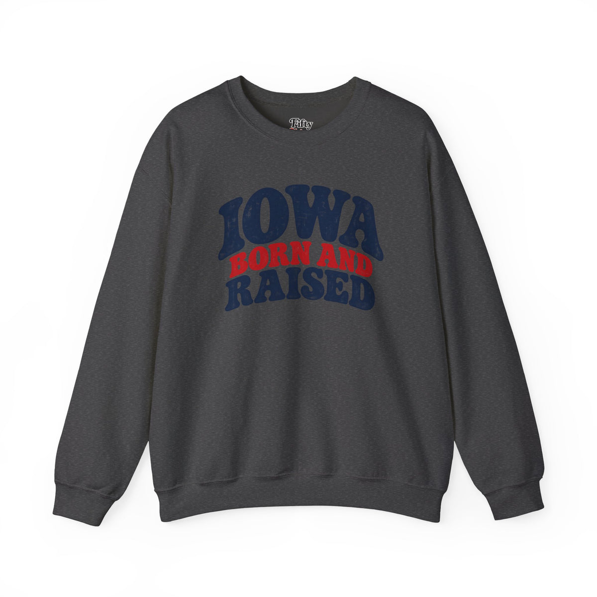 Iowa Born and Raised Retro 1970s Unisex Sweatshirt Graphic