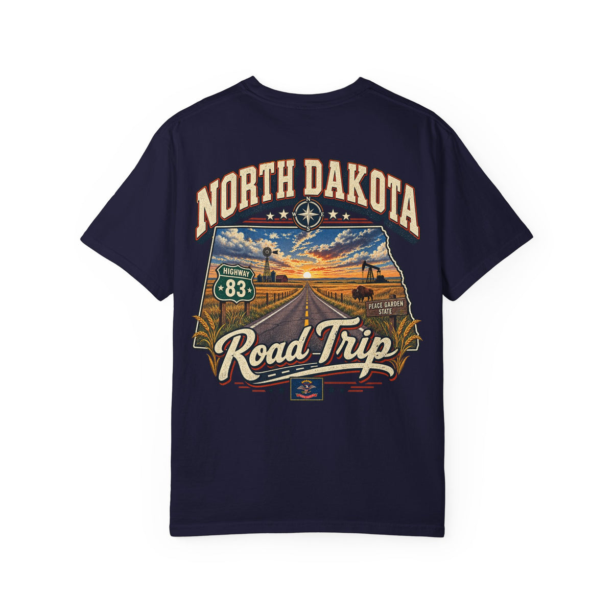 North Dakota Road Trip Unisex Comfort Color 1717 Streetwear Graphic Tee