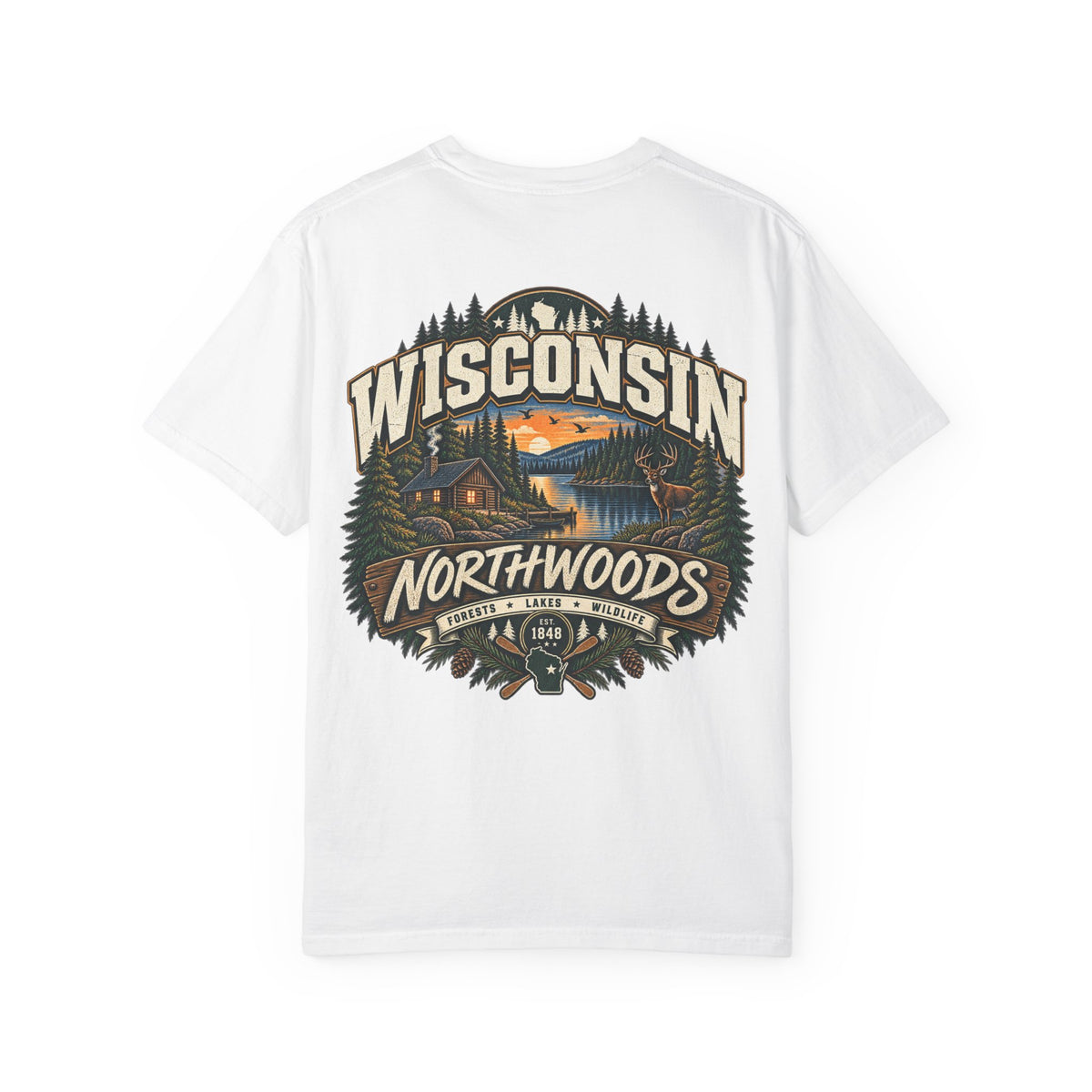 Wisconsin Northwoods Unisex Comfort Color 1717 Streetwear Graphic Tee
