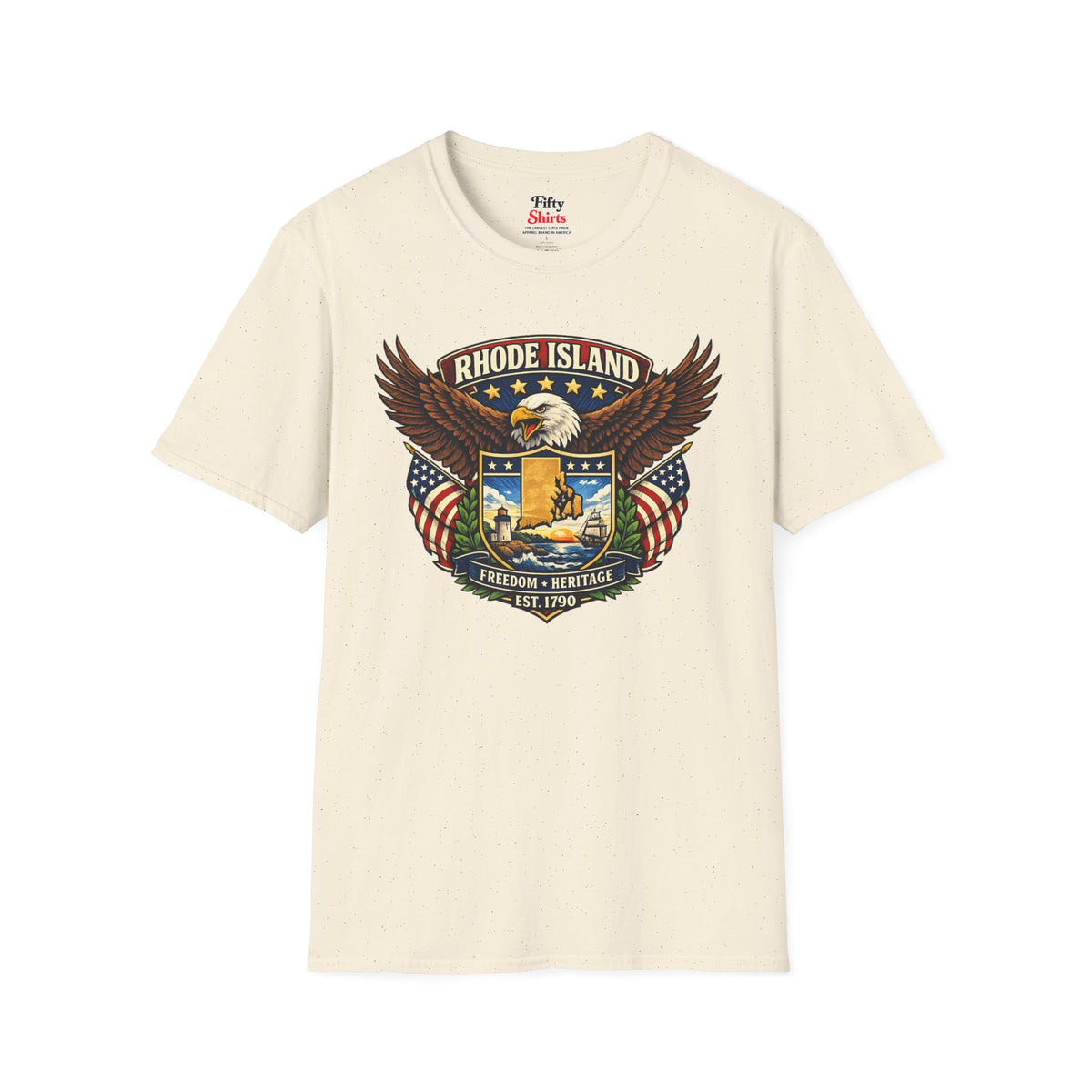Rhode Island Americana Eagle Unisex Softstyle T Shirt State Pride Graphic Tee Collections FS03